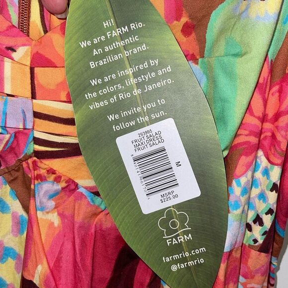 Farm Rio Fruit Salad Midi Womens Cotton Short Puff Sleeve Midi Dress Medium $225 - Picture 9 of 13